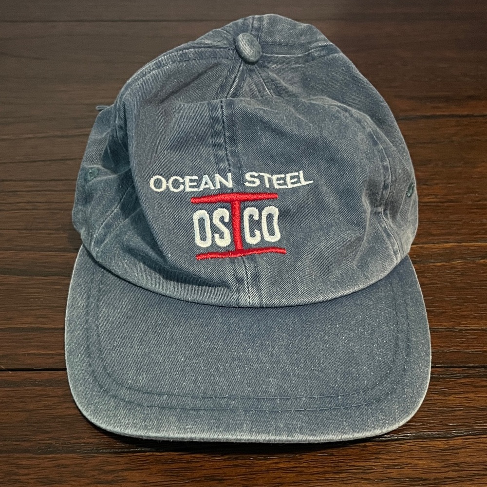 Men's Hat Ocean Steel Blue Baseball Cap 100% Cotton Industrial Company Vintage
